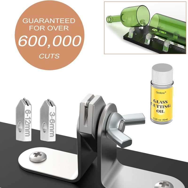 Godora Glass Bottle Cutter & Glass Cutting Oil, Premium Glass Cutter for Bottles & Glass Cutting Oil Bundle - DIY Glass Bottle for Cutting Beer, Wine or Soda Round Bottles & Mason Jars, Perfect Bottle Cutter - Image 2